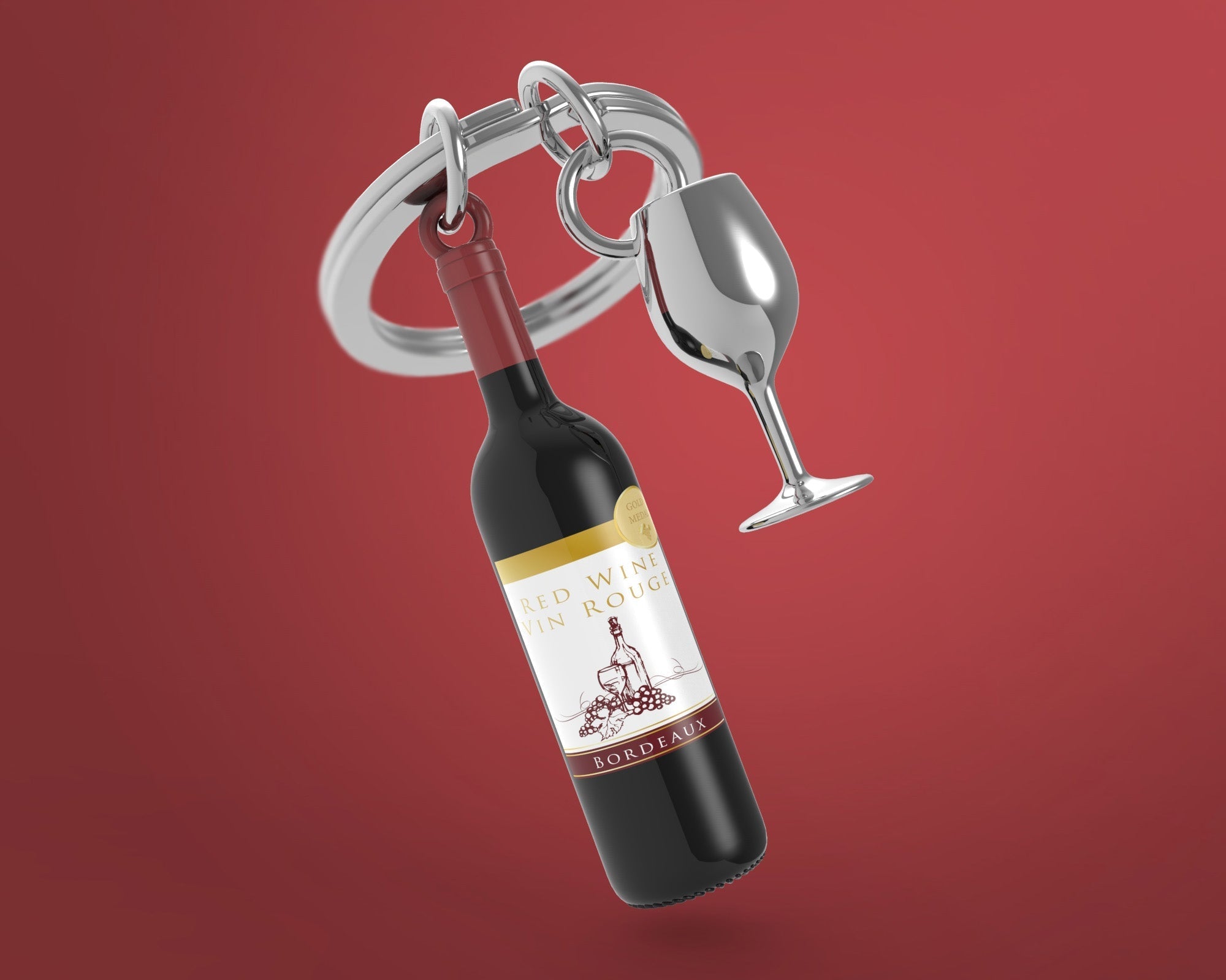 Oggetto regalo di design – Porte clés Bouteille de Vin Meta[l]morphose | Boutique d'objets cadeaux designs 