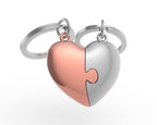 Couple heart key ring