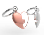 Couple heart key ring