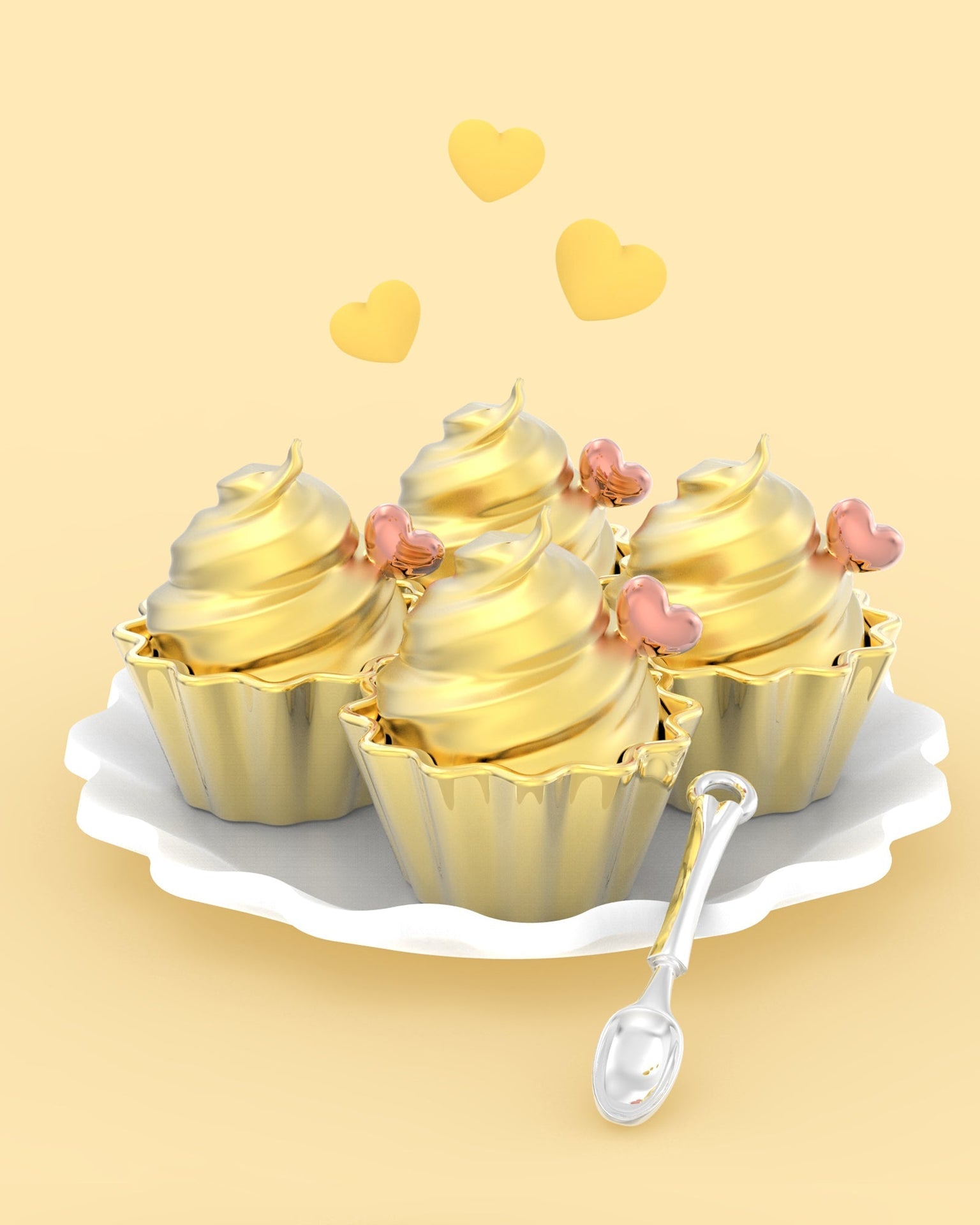 Goldener Cupcake-Schlüsselanhänger