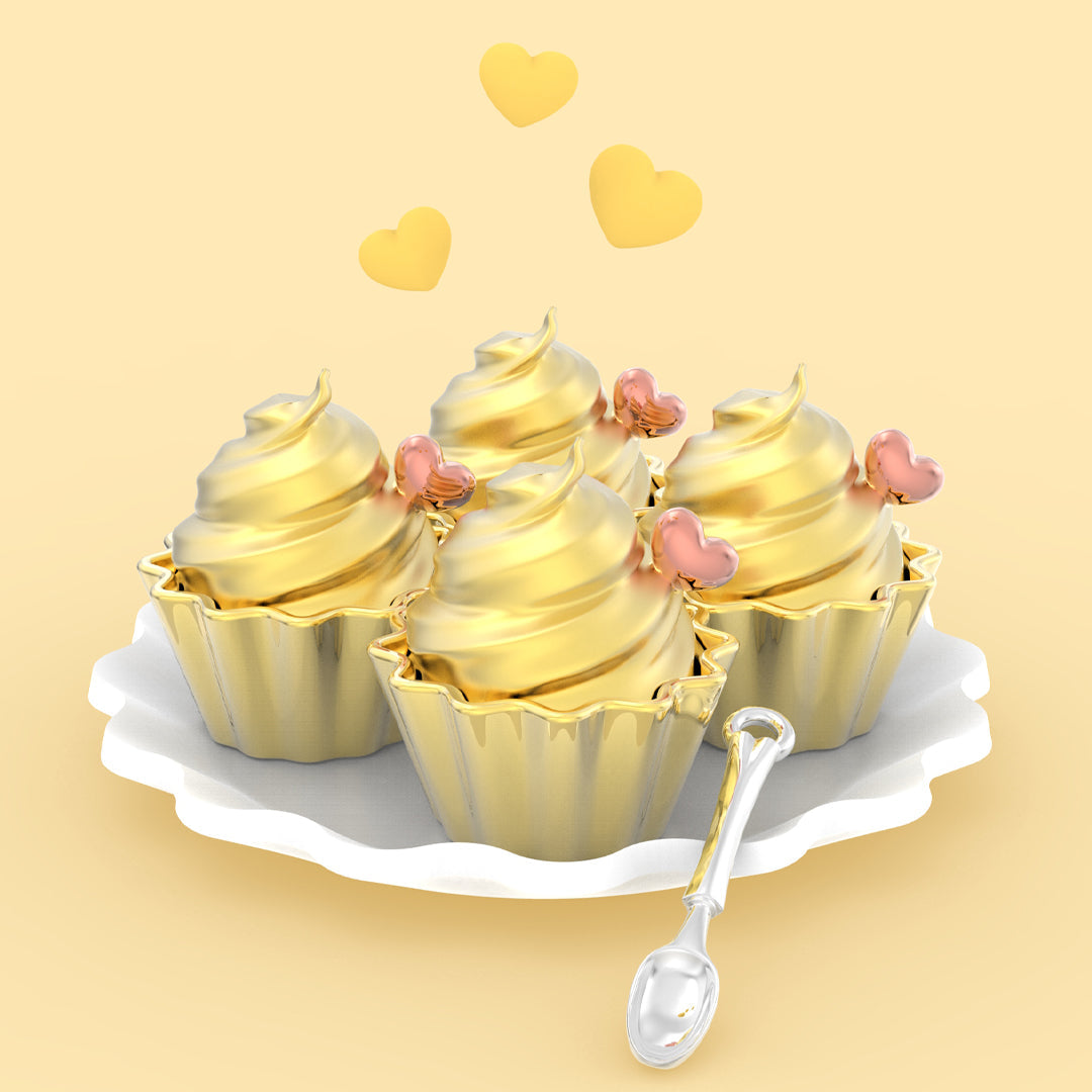 Goldener Cupcake-Schlüsselanhänger