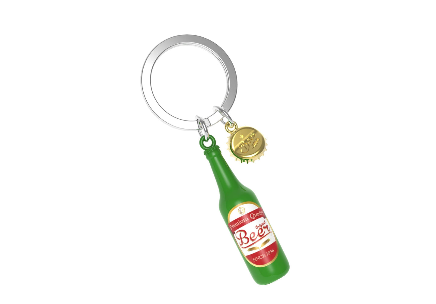Green Beer Bottle key ring