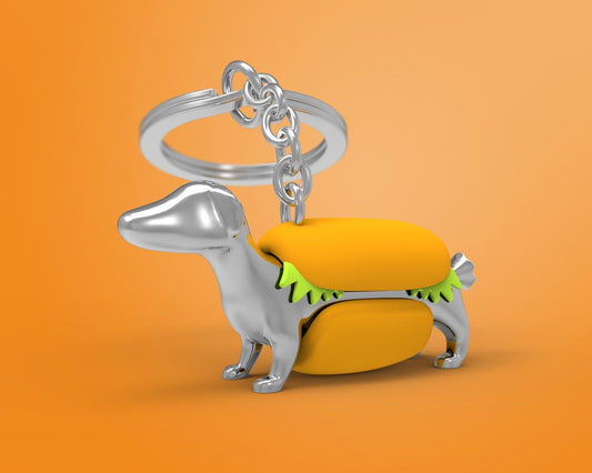 Porte clés Chien Hot Dog Meta[l]morphose | Boutique d'objets cadeaux designs 