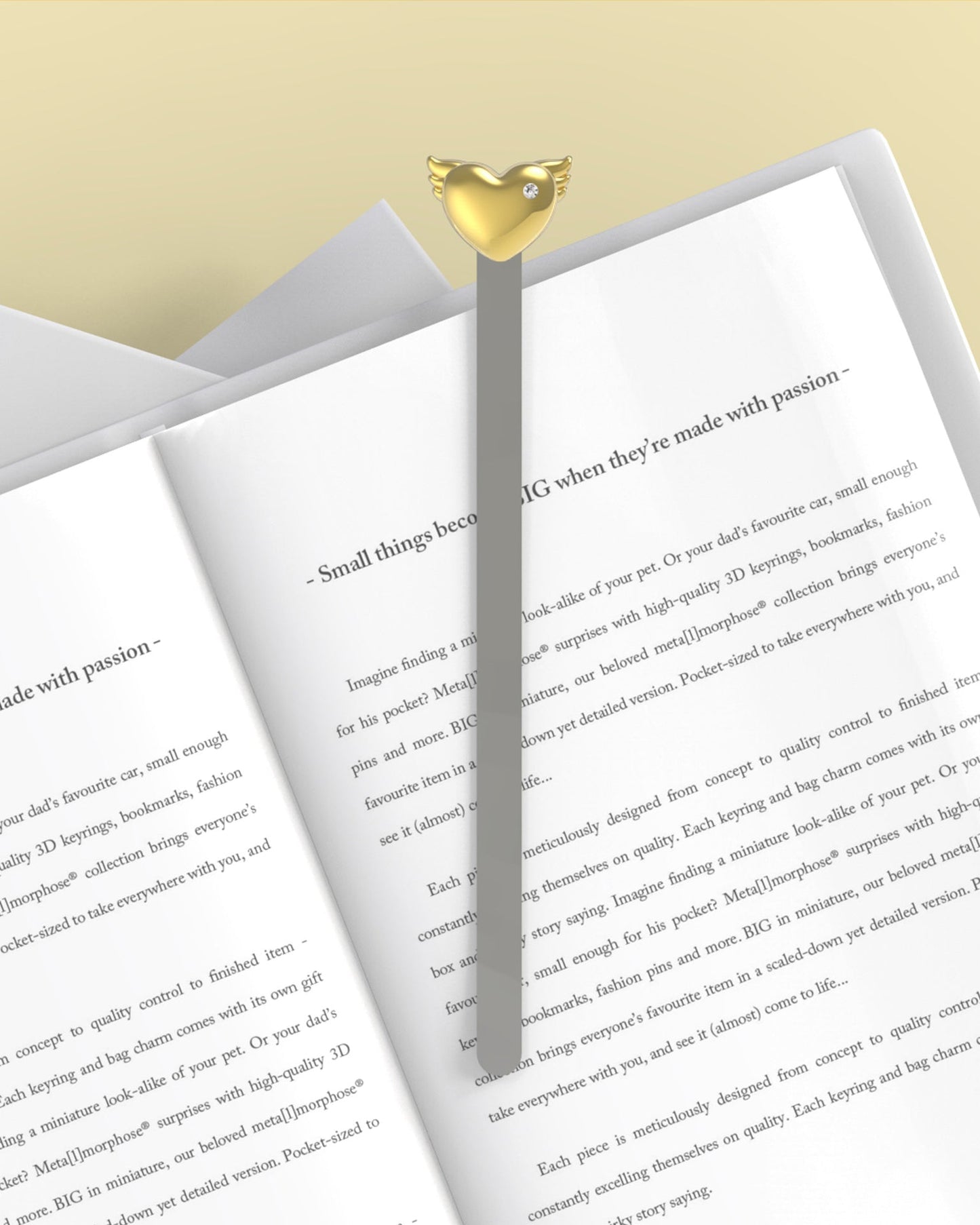 marque page coeur aile dore metalmorphose