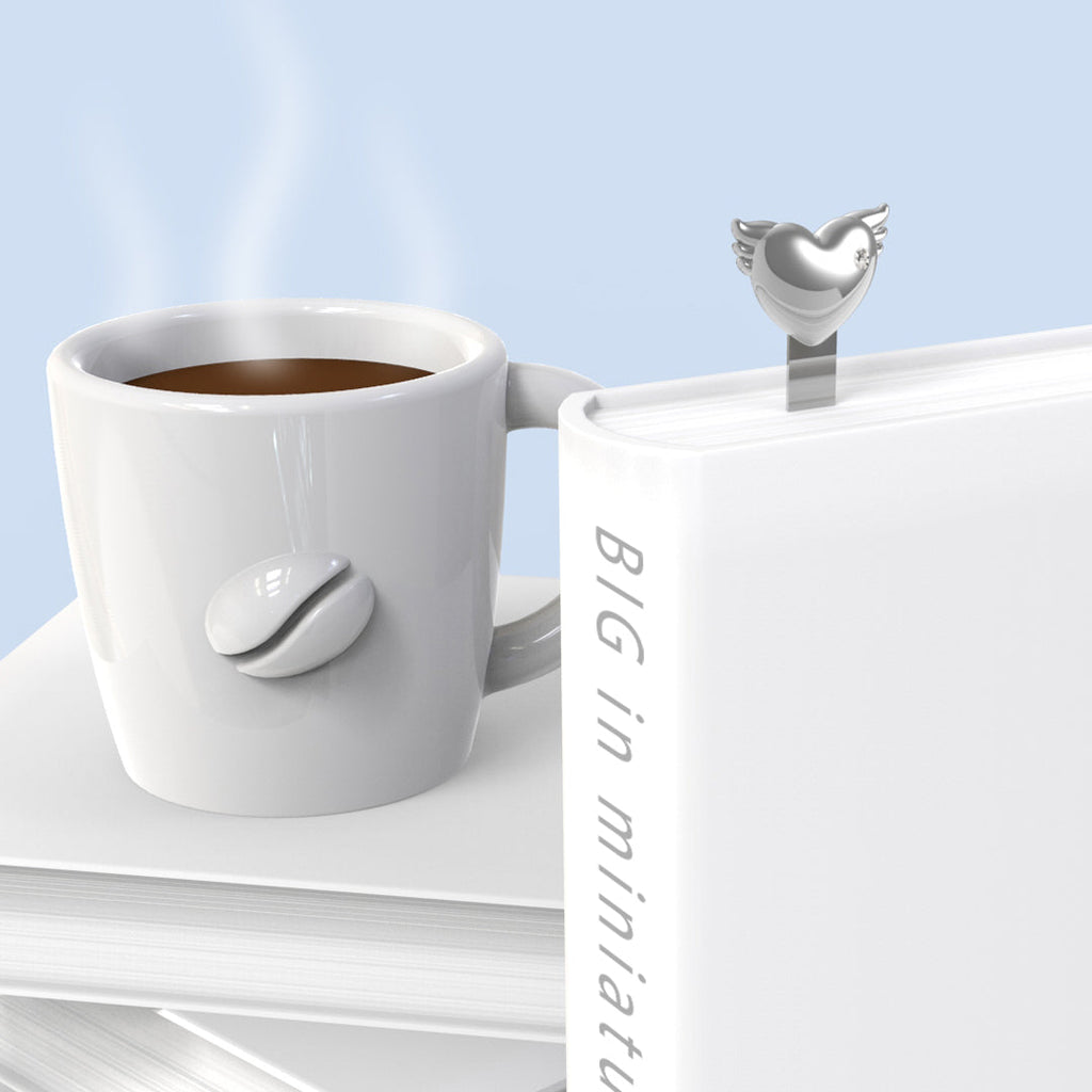 Oggetto regalo di design – marque page coeur aile argent metalmorphose