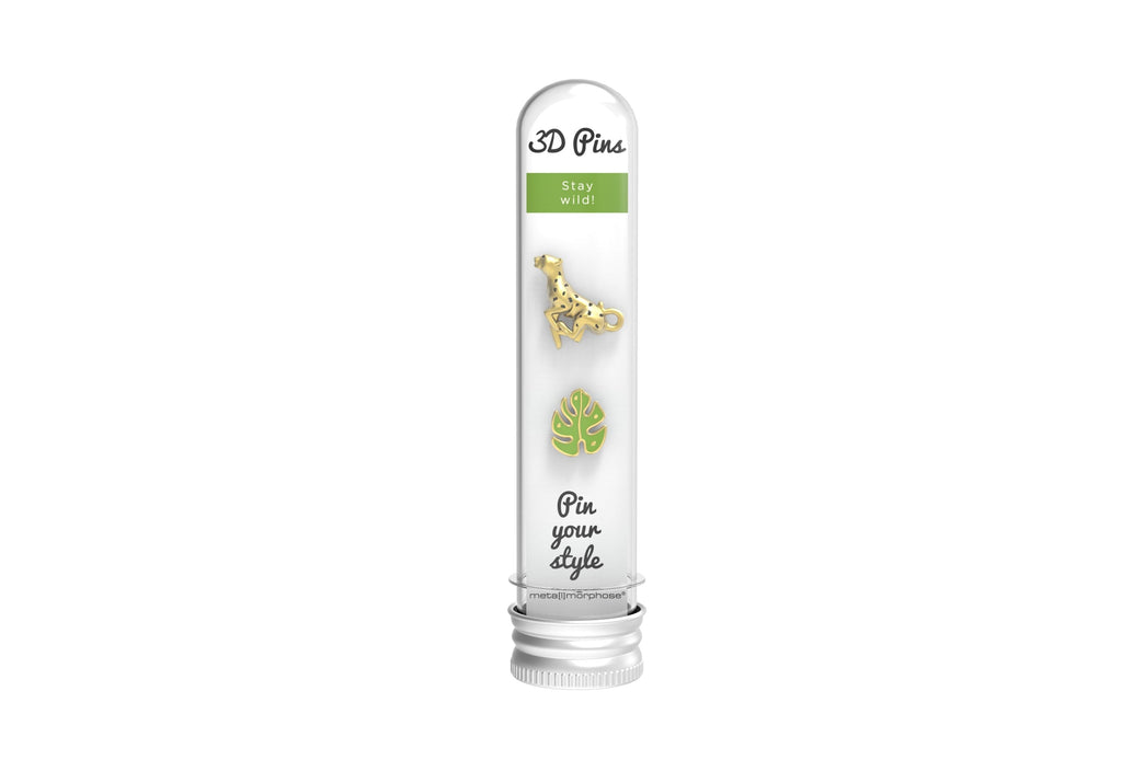 Spilla con foglie leopardate e tropicali