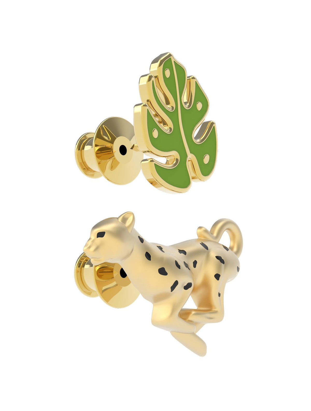 Spilla con foglie leopardate e tropicali
