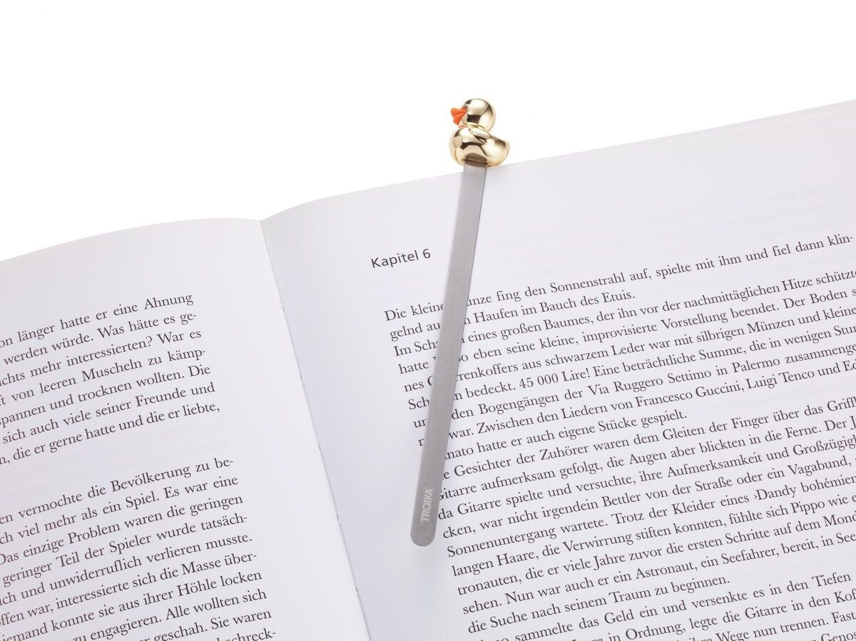 Designcadeau – marque page canard or troika 