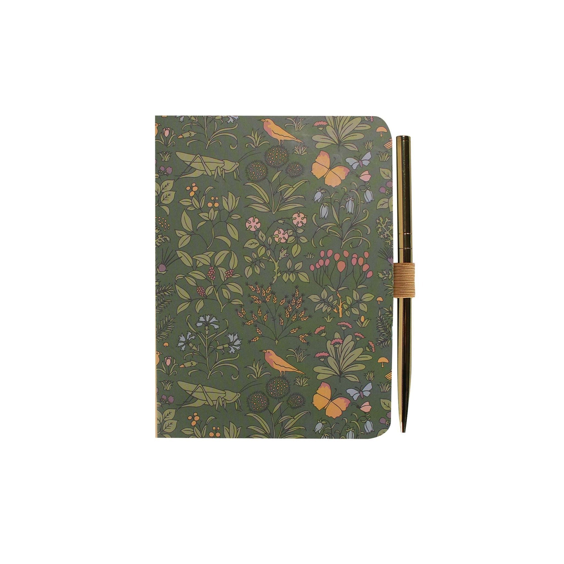 A6 Notebook with Voysey Pen - Apothecary's Garden