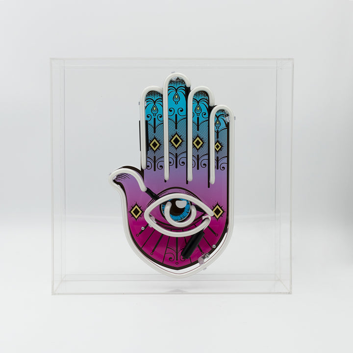 large acrylic box neon all seeing eye 