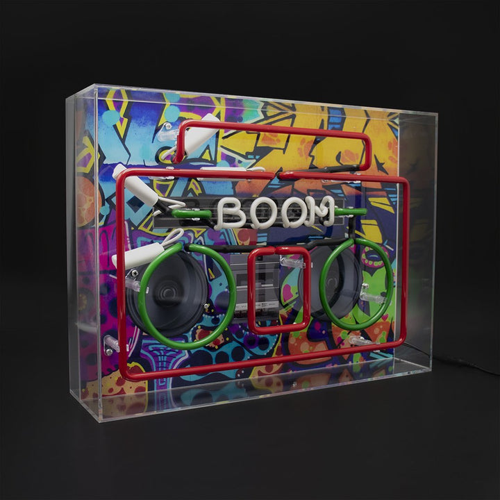 large acrylic box neon boom box 