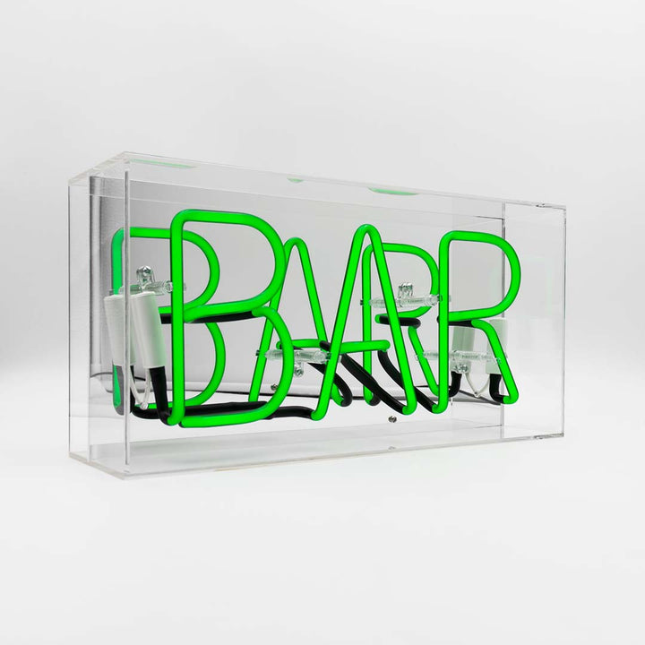 Oggetto regalo di design – acrylic box neon bar green 