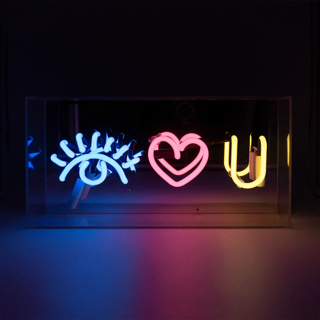 acrylic box neon eye love you 