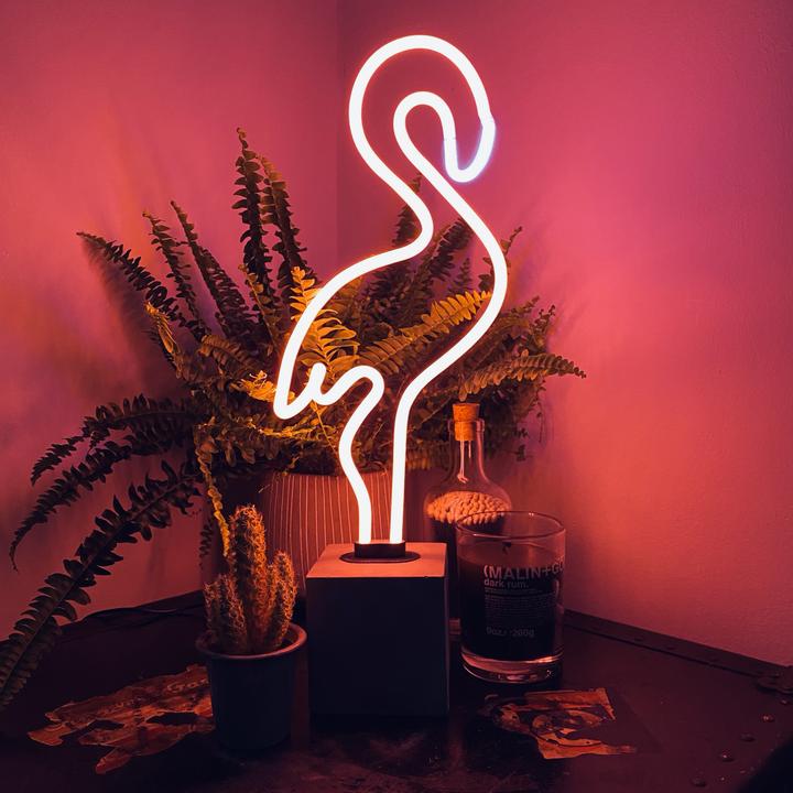 Regalo de diseño – neon concrete base flamingo 