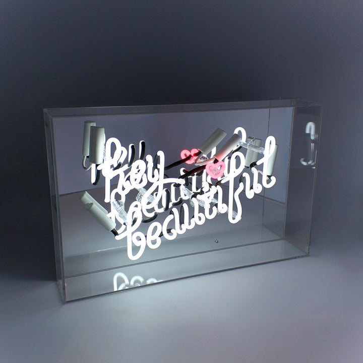 Regalo de diseño – large acrylic box neon hey beautiful 
