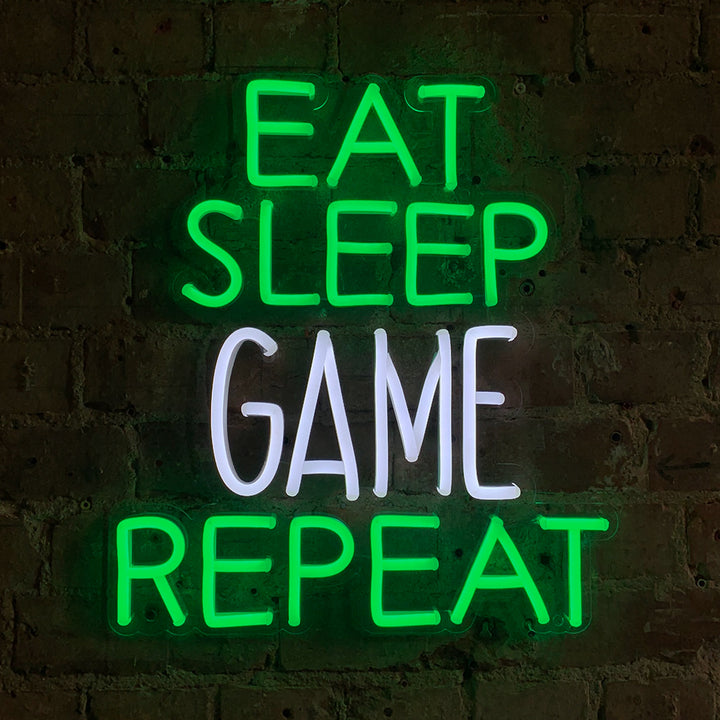 Regalo de diseño – Néon Mural Eat Sleep Game Repeat Locomocean | Boutique d'objets cadeaux designs kokochao.com
