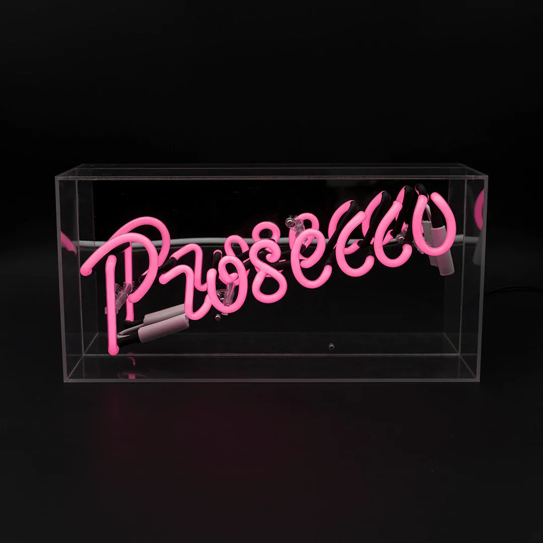 Regalo de diseño – acrylic box neon prosecco pink 