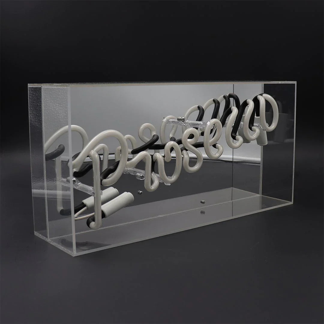 Regalo de diseño – acrylic box neon prosecco pink 