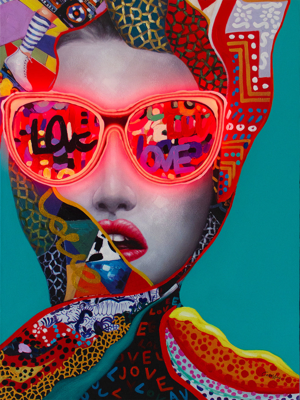'Chic Woman' Wall Artwork with LED Neon - STANDARD