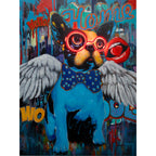 'Dog with Wings' Wall Artwork with LED Neon - SMALL