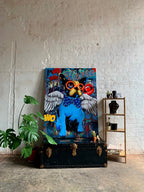 'Dog with Wings' Wall Artwork with LED Neon - STANDARD