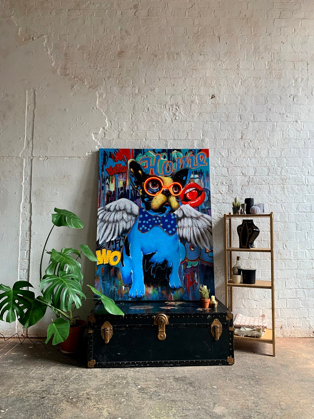 'Dog with Wings' Wall Artwork with LED Neon - STANDARD