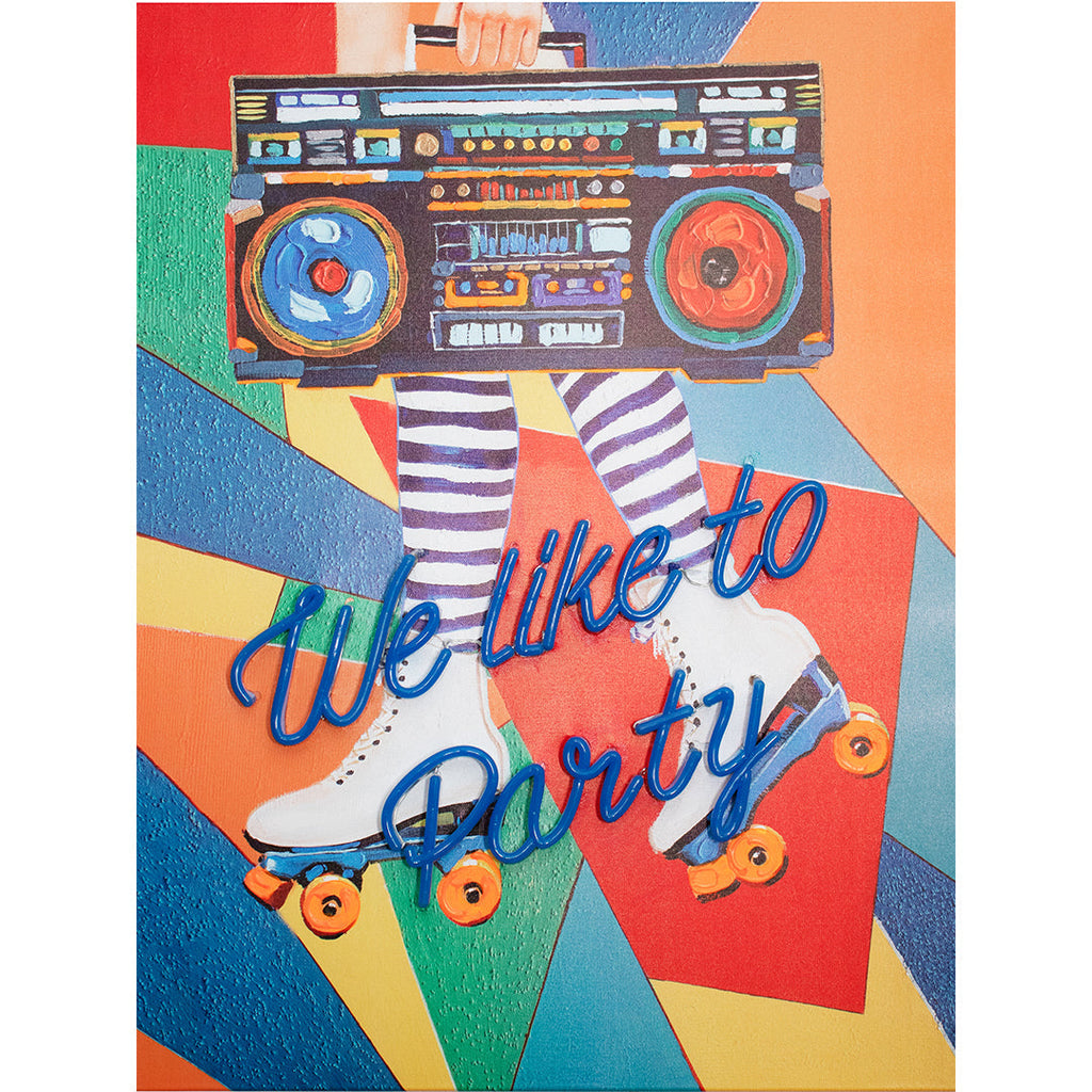 'We Like to Party' Wall Artwork with LED Neon - SMALL