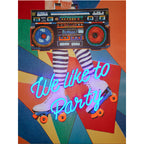 'We Like to Party' Wall Artwork with LED Neon - SMALL