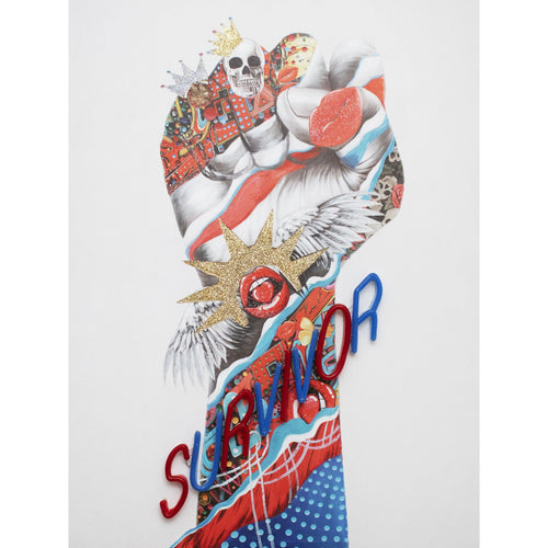'Survivor' Wall Artwork with LED Neon - SMALL
