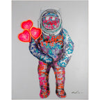 'Spaceman Hearts' Wall Artwork with LED Neon - SMALL