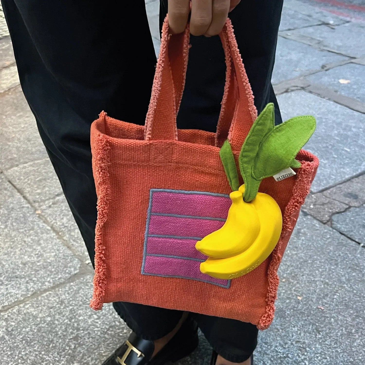 Sac à main textile orange Cell – Oli&Carol x Peter Halley – vue produit 5
