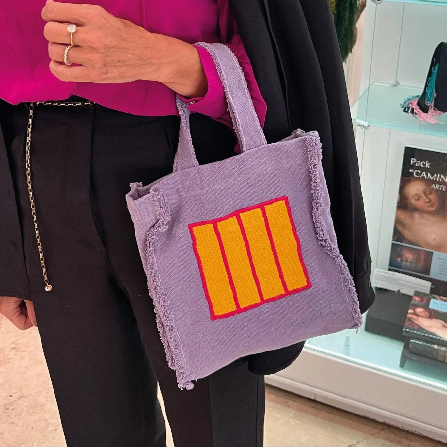 Sac à main textile violet Cell – Oli&Carol x Peter Halley – vue produit 4