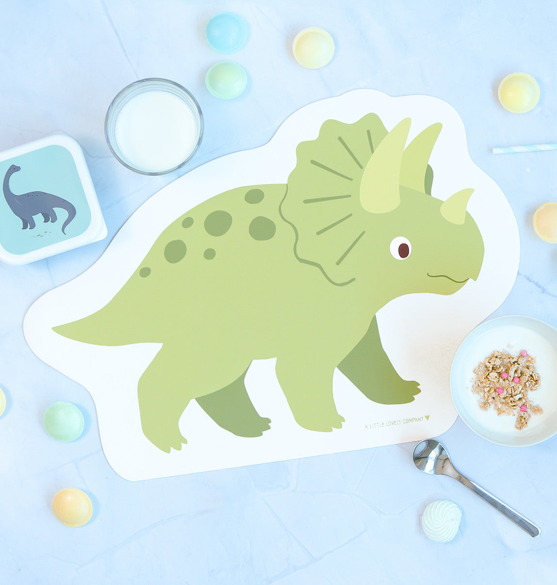 Set de table enfant - Petit dinosaure – vue 3 – A Little Lovely Company