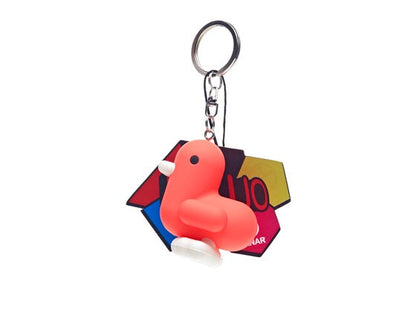 Fluorescent Red Duck Keychain