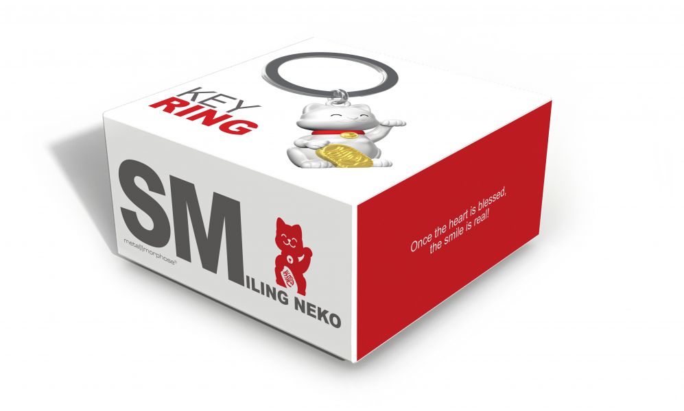 Designcadeau – porte cles chat chanceux metalmorphose 