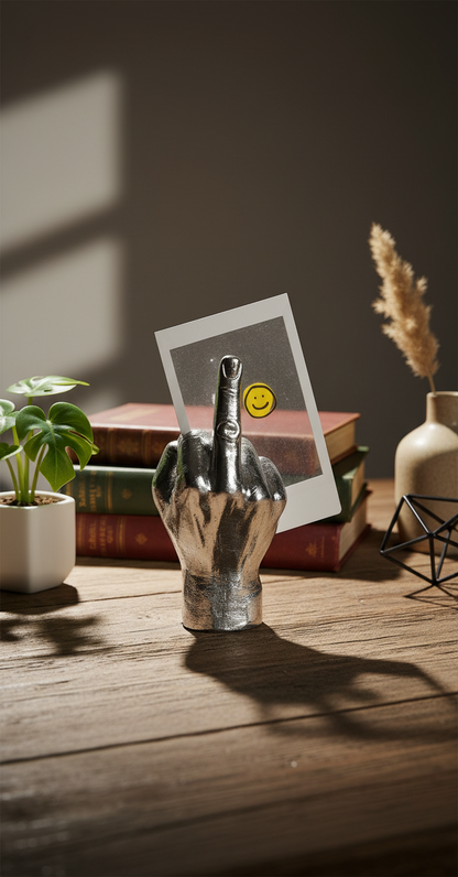 F**k Hand Magnetic Photo Holder - Silver