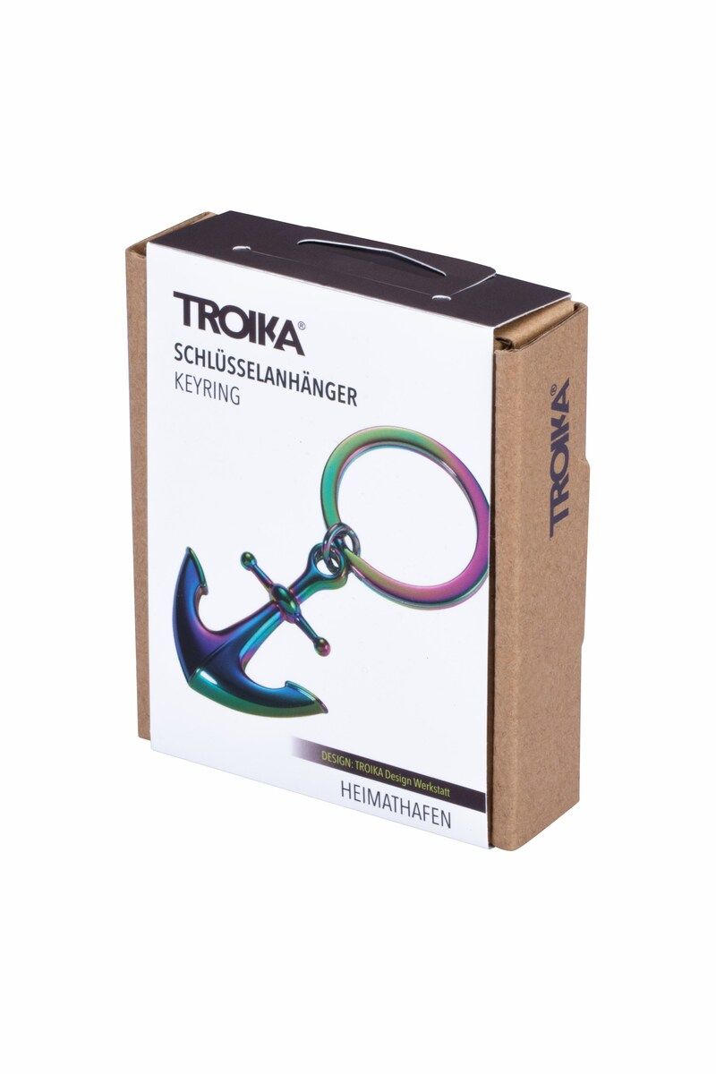 Designcadeau – porte cles ancre noir anodise troika 