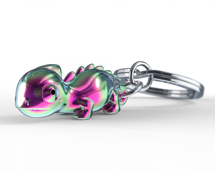 Regalo de diseño – porte cles cameleon arc en ciel metalmorphose 