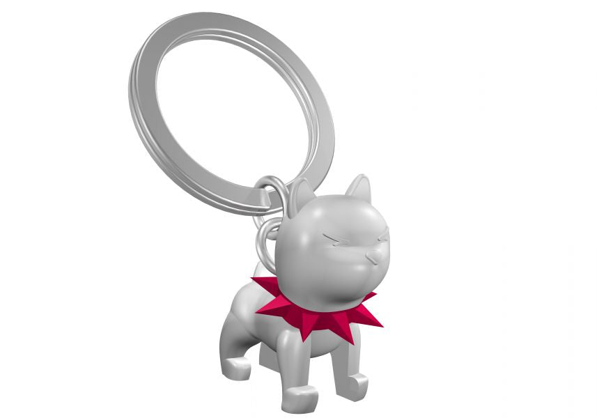porte cles chien bully blanc metalmorphose 