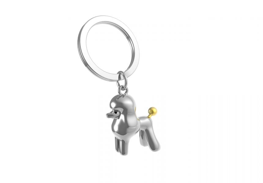 porte cles caniche argente metalmorphose 