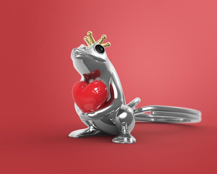 Designcadeau – porte cles grenouille noire coeur metalmorphose MTM217 02 