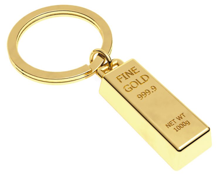 Designcadeau – porte cles lingot dor metalmorphose 