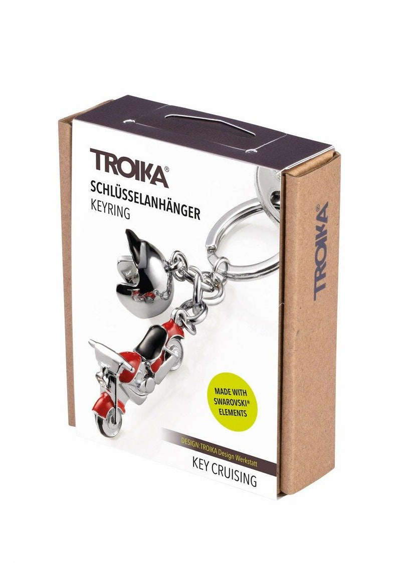 Designcadeau – porte cles moto custom rouge troika 