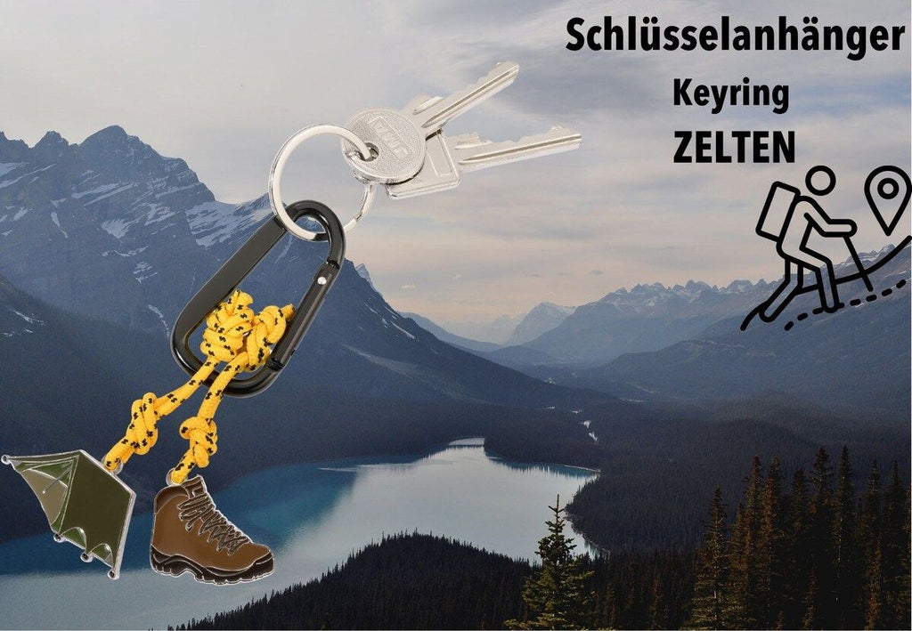 Designcadeau – porte cles mousqueton camping zelten troika 