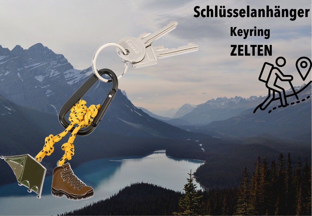 Designcadeau – porte cles mousqueton camping zelten troika 