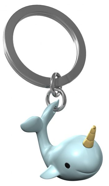 Designcadeau – porte cles narval bleu clair metalmorphose 