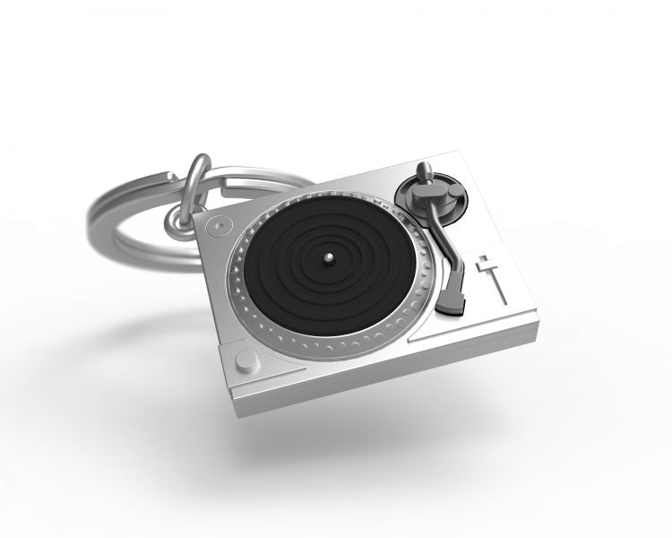 porte cles platine vinyle argentee metalmorphose 