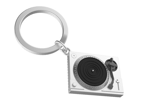 porte cles platine vinyle argentee metalmorphose 