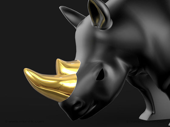 Oggetto regalo di design – porte cles rhinoceros noir metalmorphose 