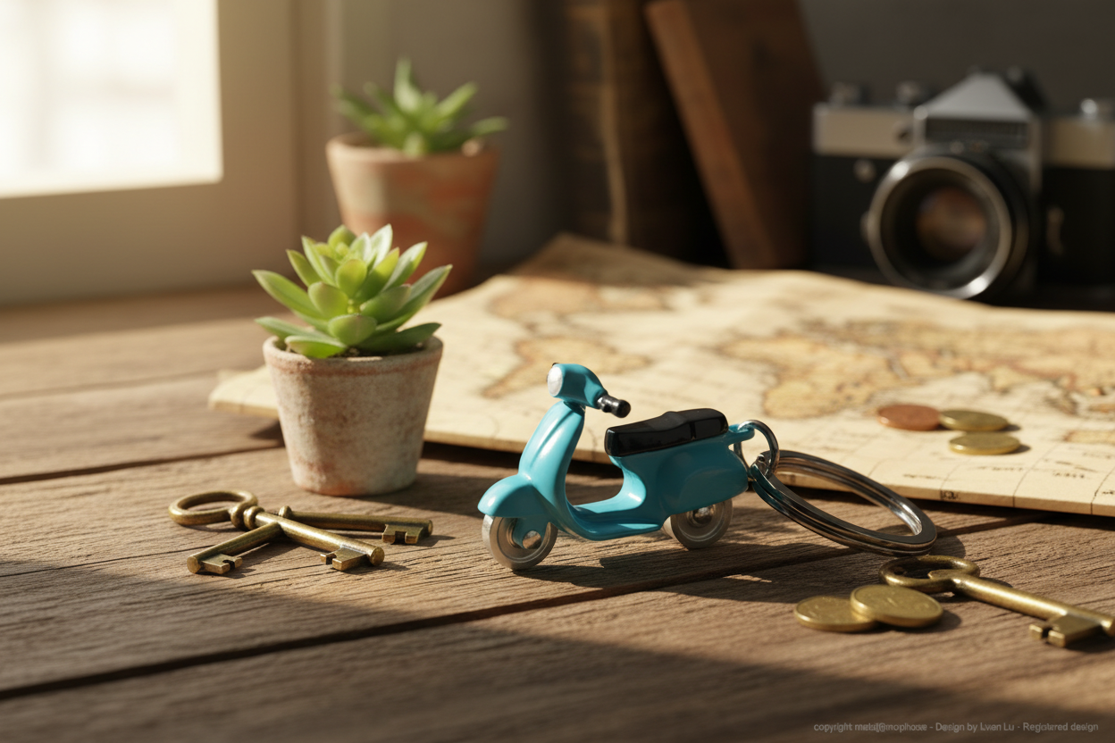 Blue Retro Roller Keytür